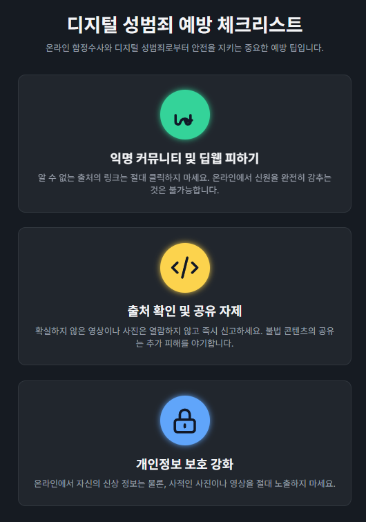 디지털 성범죄 예방 체크리스트. 디지털 성범죄 예방 체크리스트.