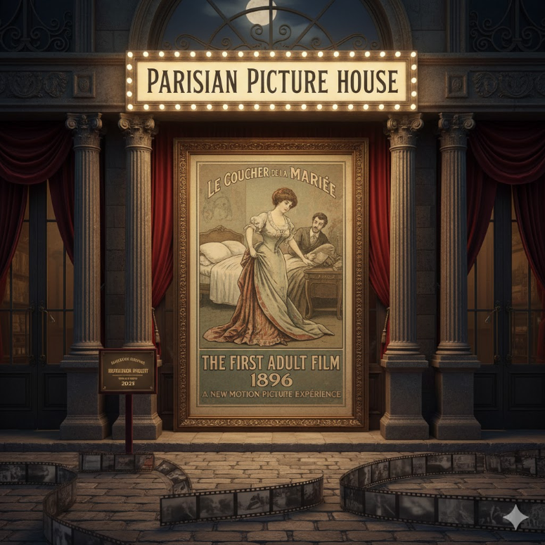 1896년 Le Coucher de la Mariée 포스터 복원, 상영관 재현.